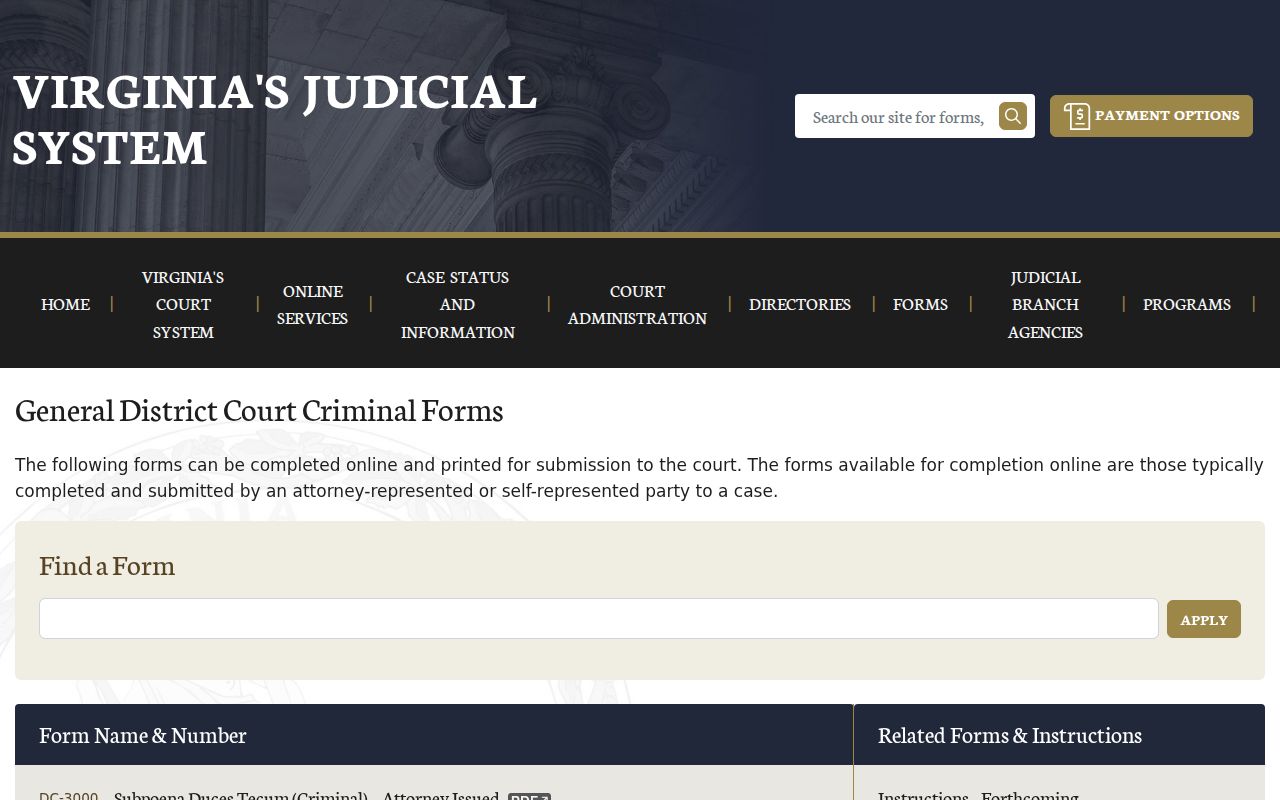 Highland County arrest warrant forms in the Virginia court catalog