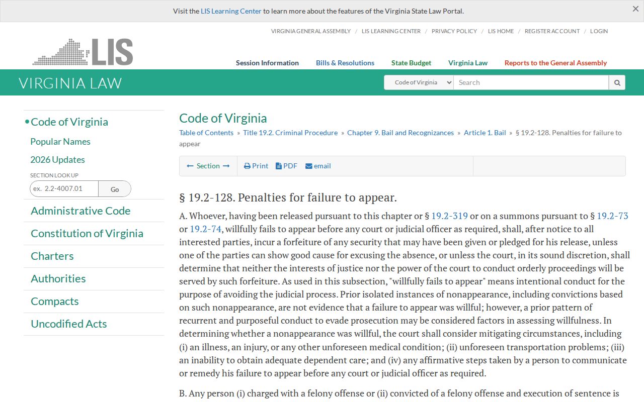 Highland County bench warrant and Virginia failure-to-appear statute