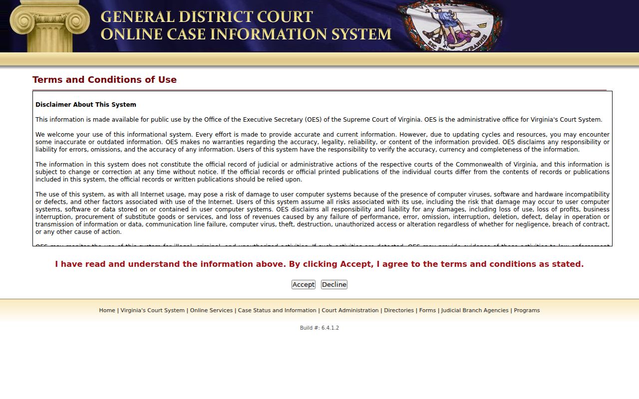 Highland County warrant search through the General District Court case portal
